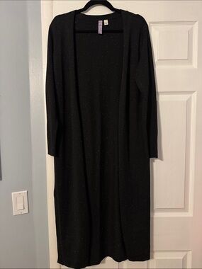 Black Speckled Long Sleeve Women's Cardigan